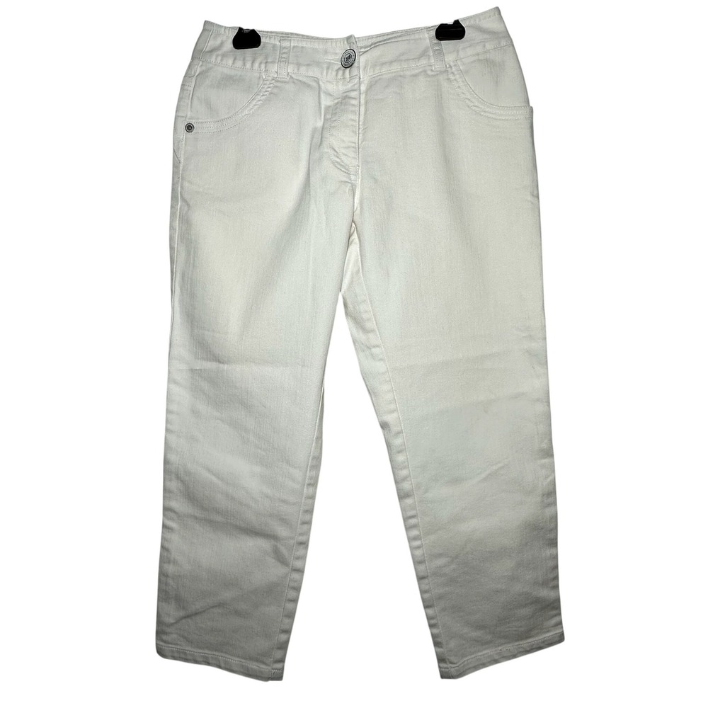Rafaella Jeans Women's White Cropped Capris‎ Size 10 Cotton Blend Stretch